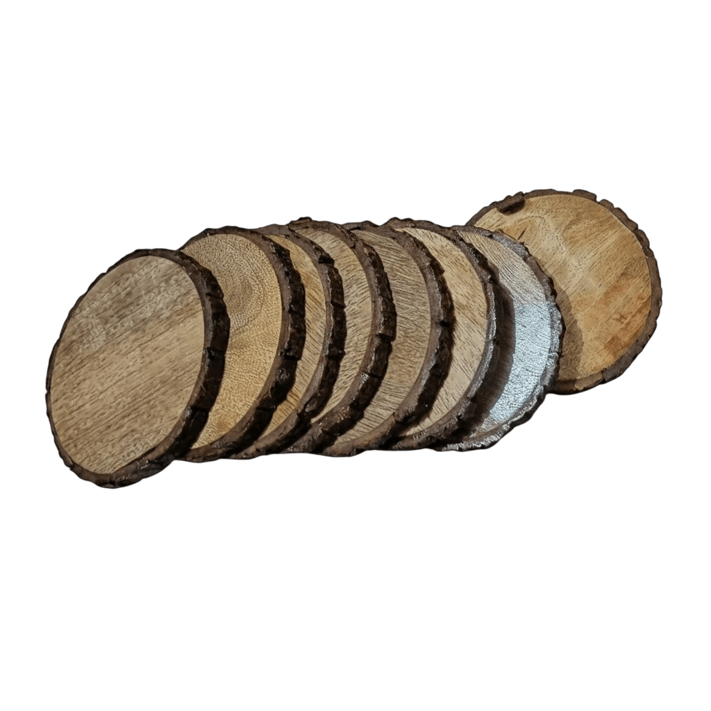 WOOD COASTER ROUND SHAPE TREE BARK (POLISH)